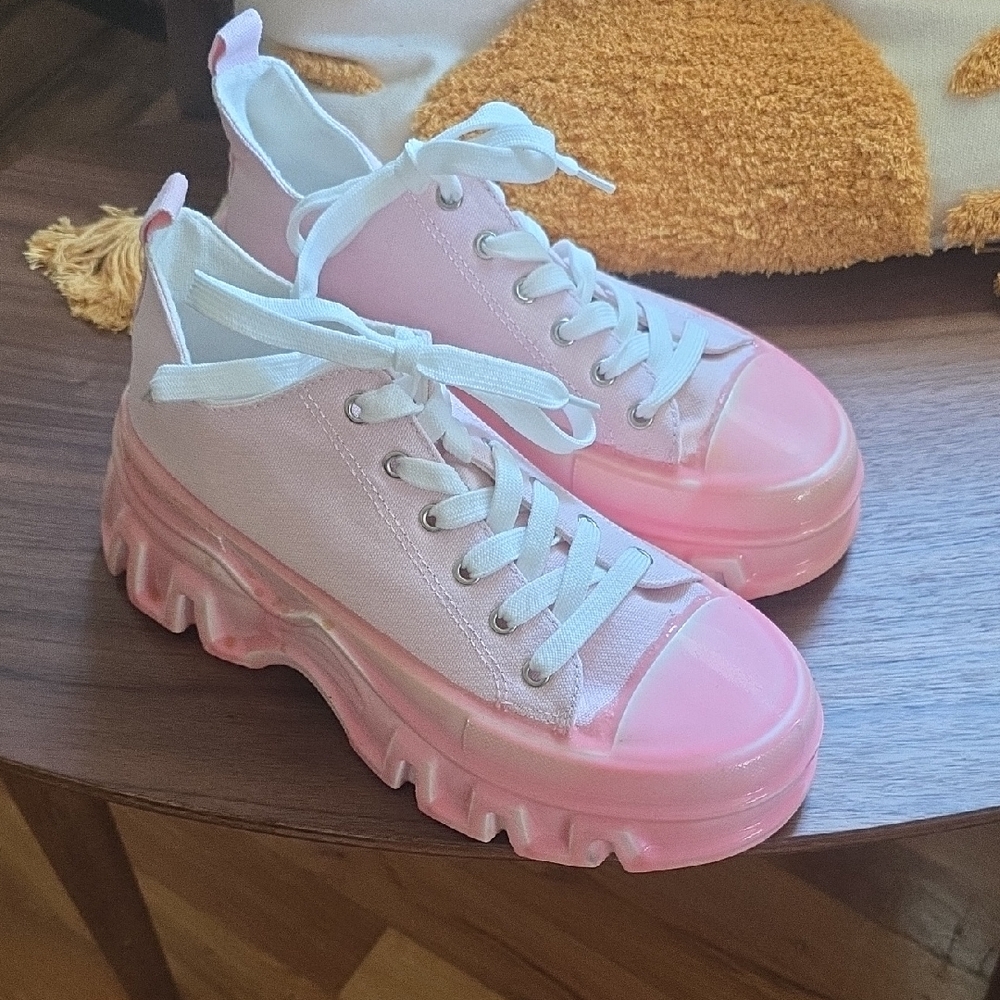 Stylish Pink Platform Sneakers